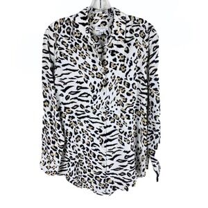 EQUIPMENT FEMME Women's Leopard Print 100% Silk Button Down Blouse Size Small‎